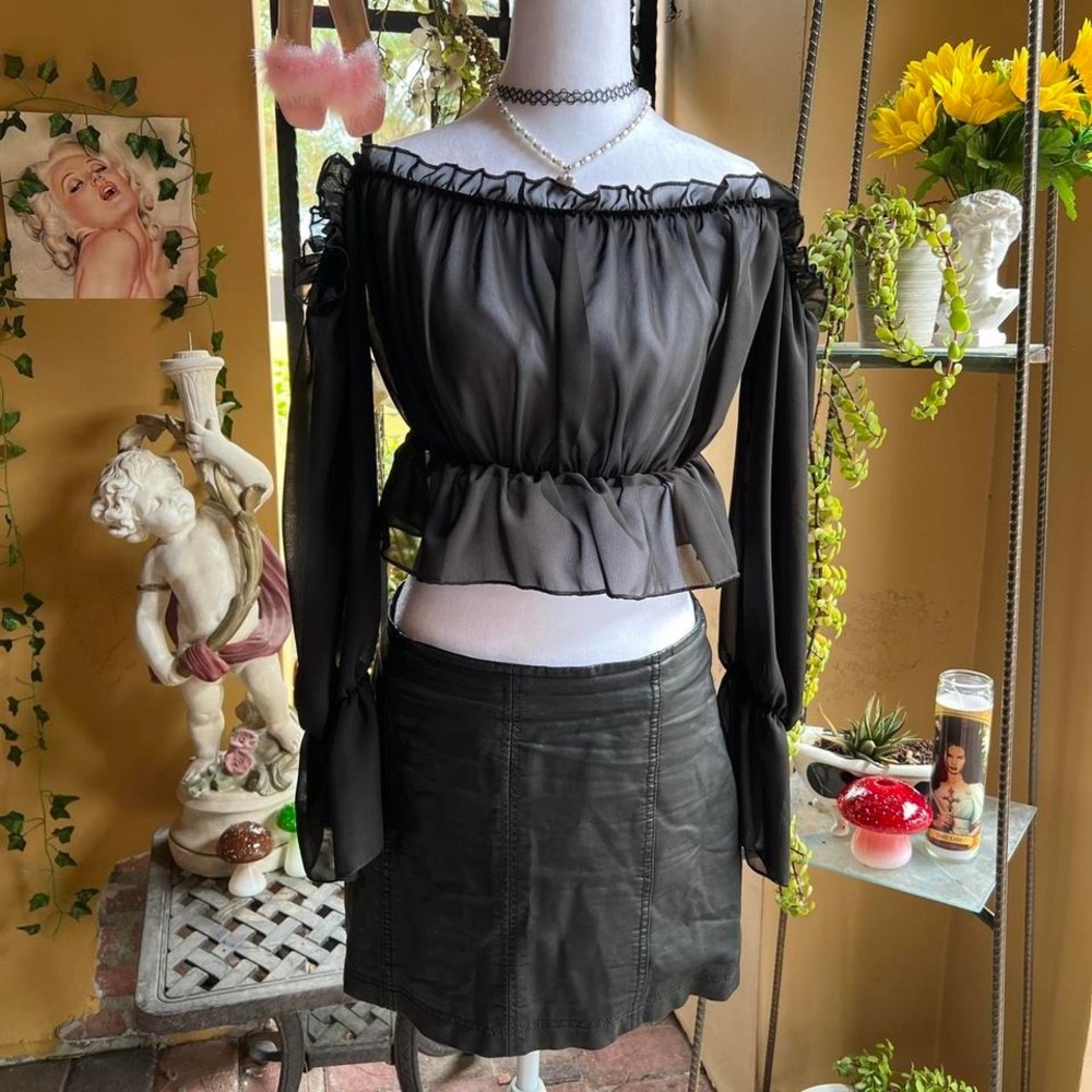 black faux leather mini skirt free people